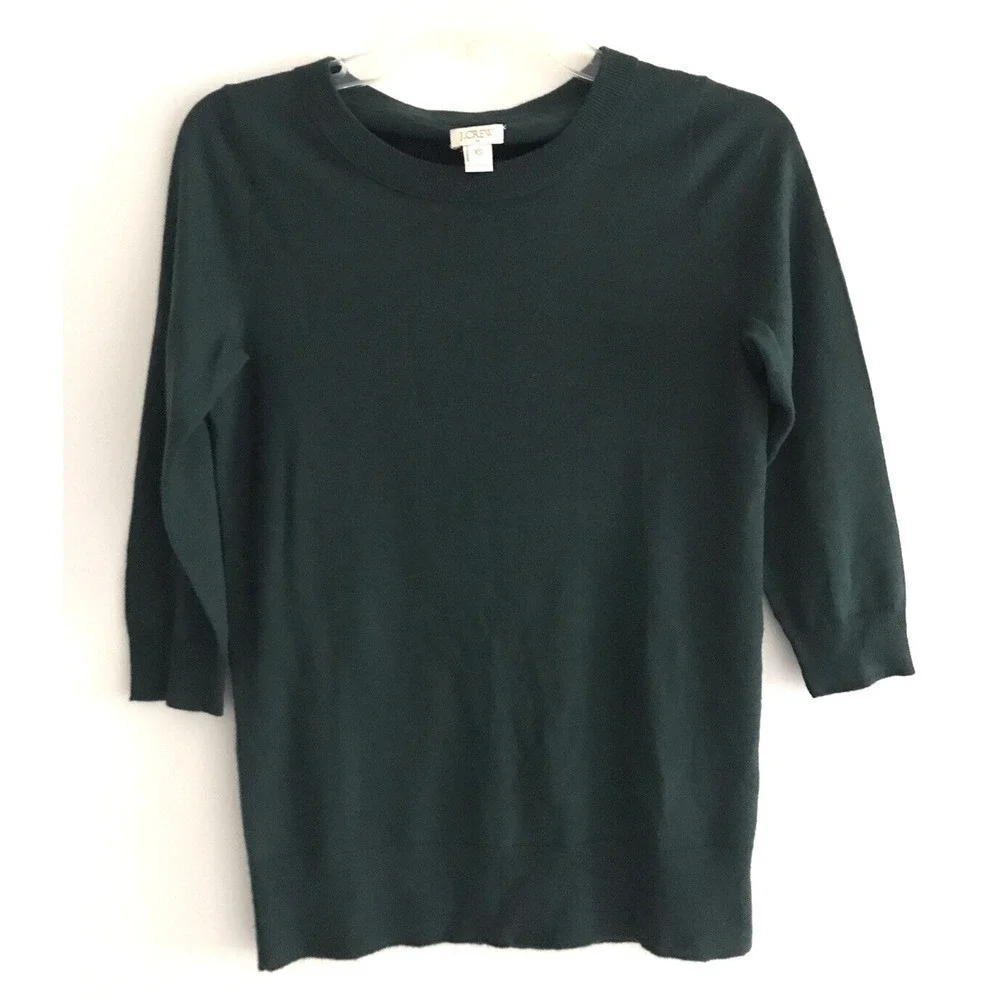 J. Crew | Women's 3/4 Sleeve Crew Neck Pullover Wool Tee Size XS Green